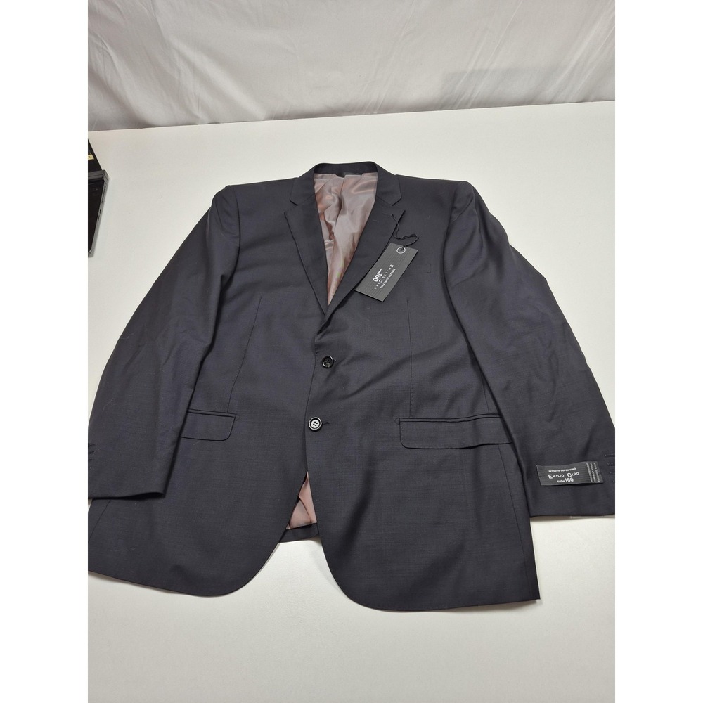 Emilio Ciro Suit Jacket Mens 48 Navy 100% Wool Turbo 160 Sport Coat NWT